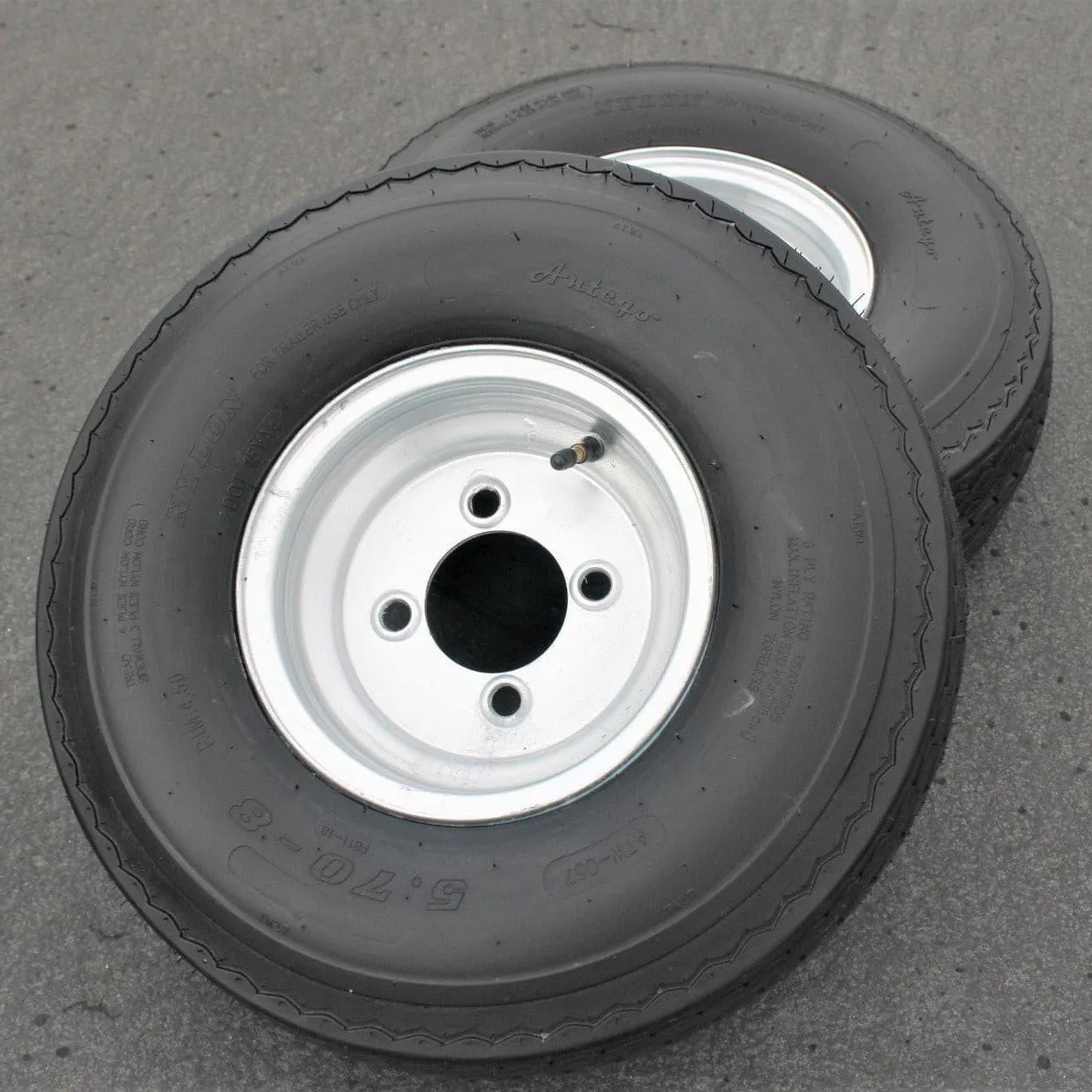 4-Pack Antego Trailer Tire On Rim 570-8 5.70-8 Load C 4 Lug Galvanized Wheel