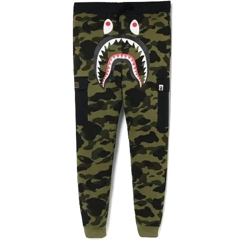 A Bathing Ape 1st Camo Shark Slim Sweat Cargo Pants - Green - Used