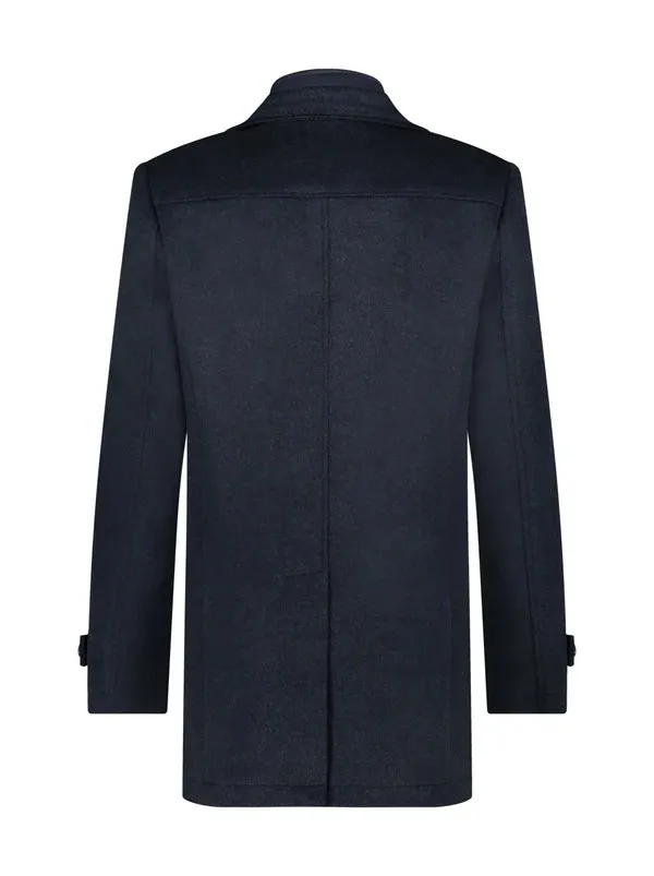 A Fish Named Fred - Funnel Neck Overcoat - Navy