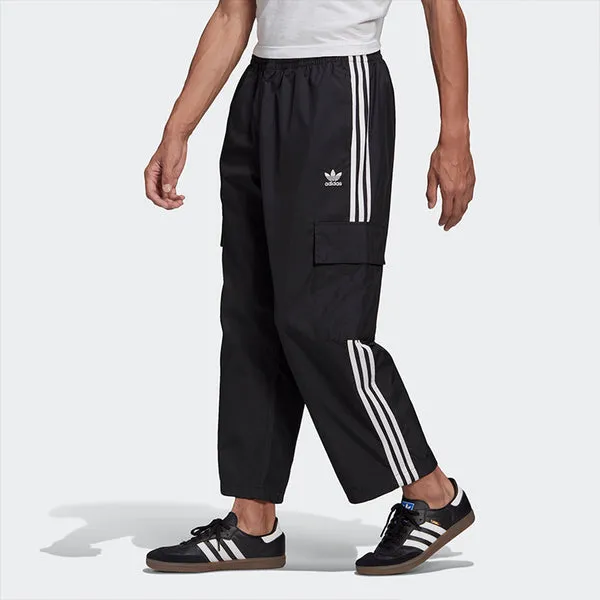 adidas originals 3-Stripes Cargo Woven Breathable Running Sports Pants Black, black