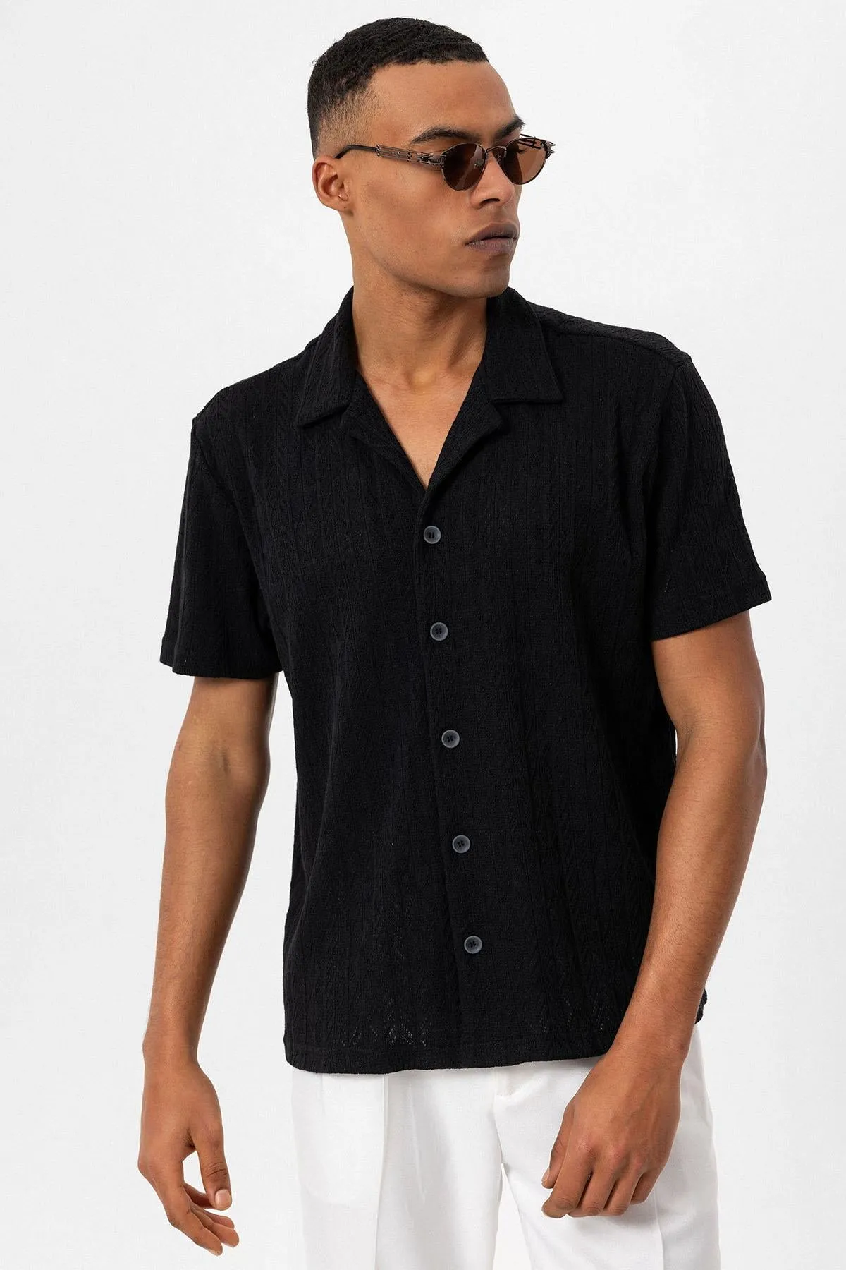 ANT Camp  Collar Knitted Patterned Men's Shirt - Melito di Napoli