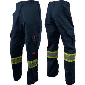 Atlas AR/FR Navy Cargo Pants W/ 4"Yellow/Silver segmented reflective 4054NB