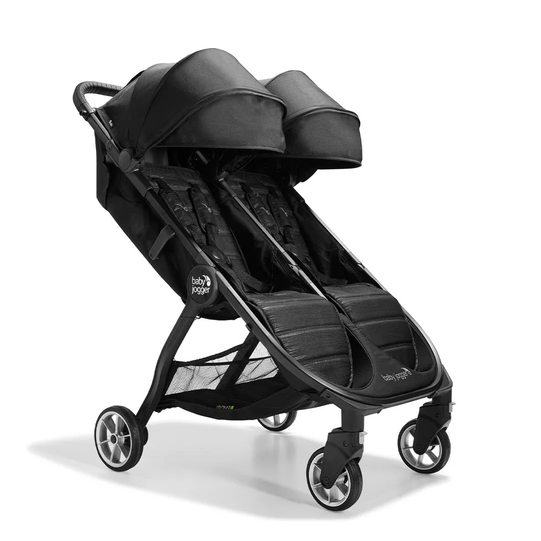 Baby Jogger City Tour 2 Double Pushchair   Carrycot Bundle - Pitch Black