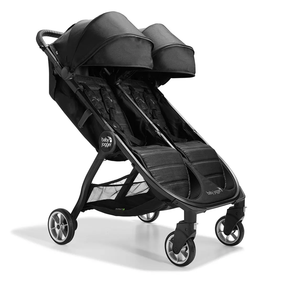 Baby Jogger City Tour 2 Double Pushchair   Carrycot Bundle - Pitch Black