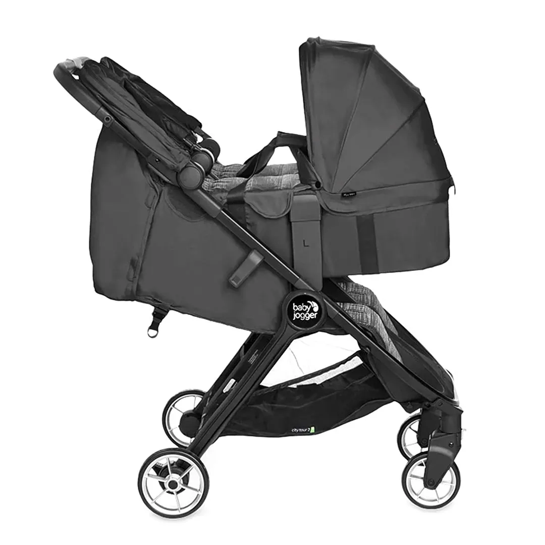 Baby Jogger City Tour 2 Double Pushchair   Carrycot Bundle - Pitch Black
