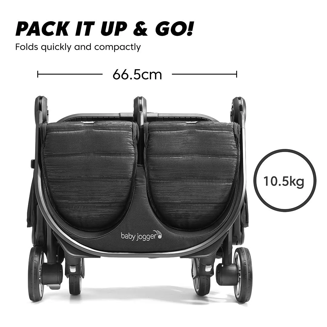 Baby Jogger City Tour 2 Double Pushchair   Carrycot Bundle - Pitch Black