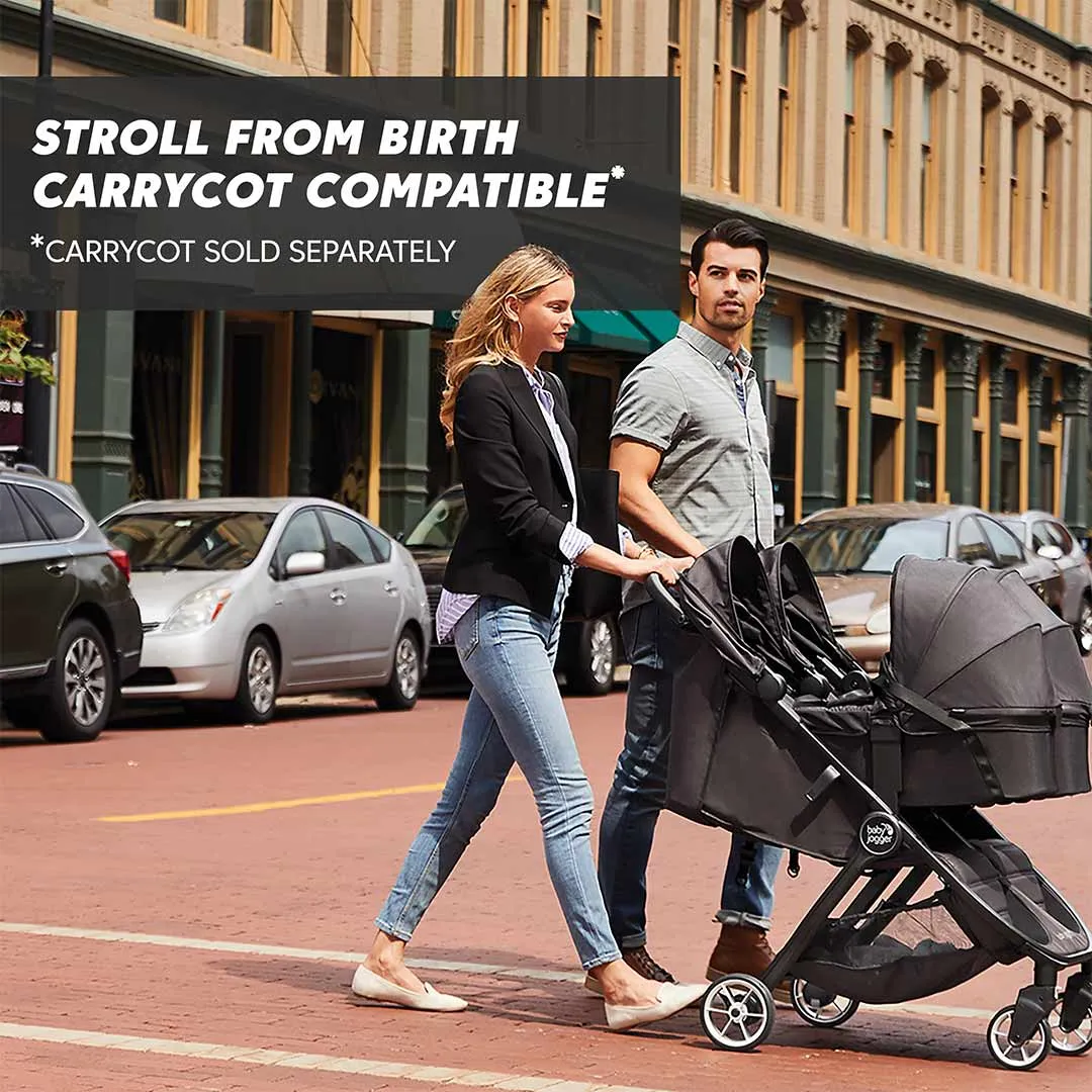 Baby Jogger City Tour 2 Double Pushchair   Carrycot Bundle - Pitch Black