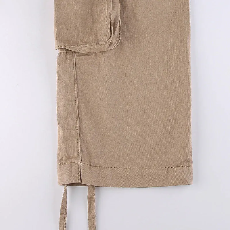 Baggy Wide Leg High Waist Straight Cargo Pants