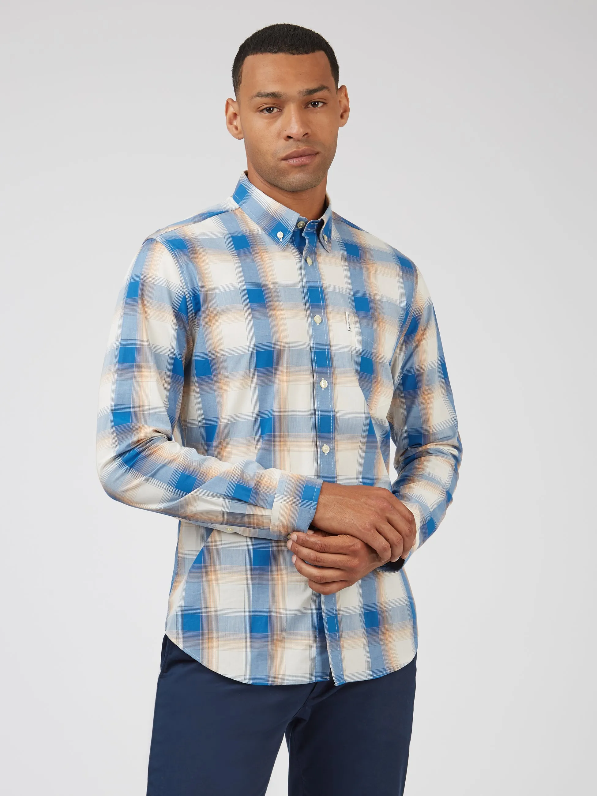 Ben Sherman Gradient Check Shirt - Ultramarine