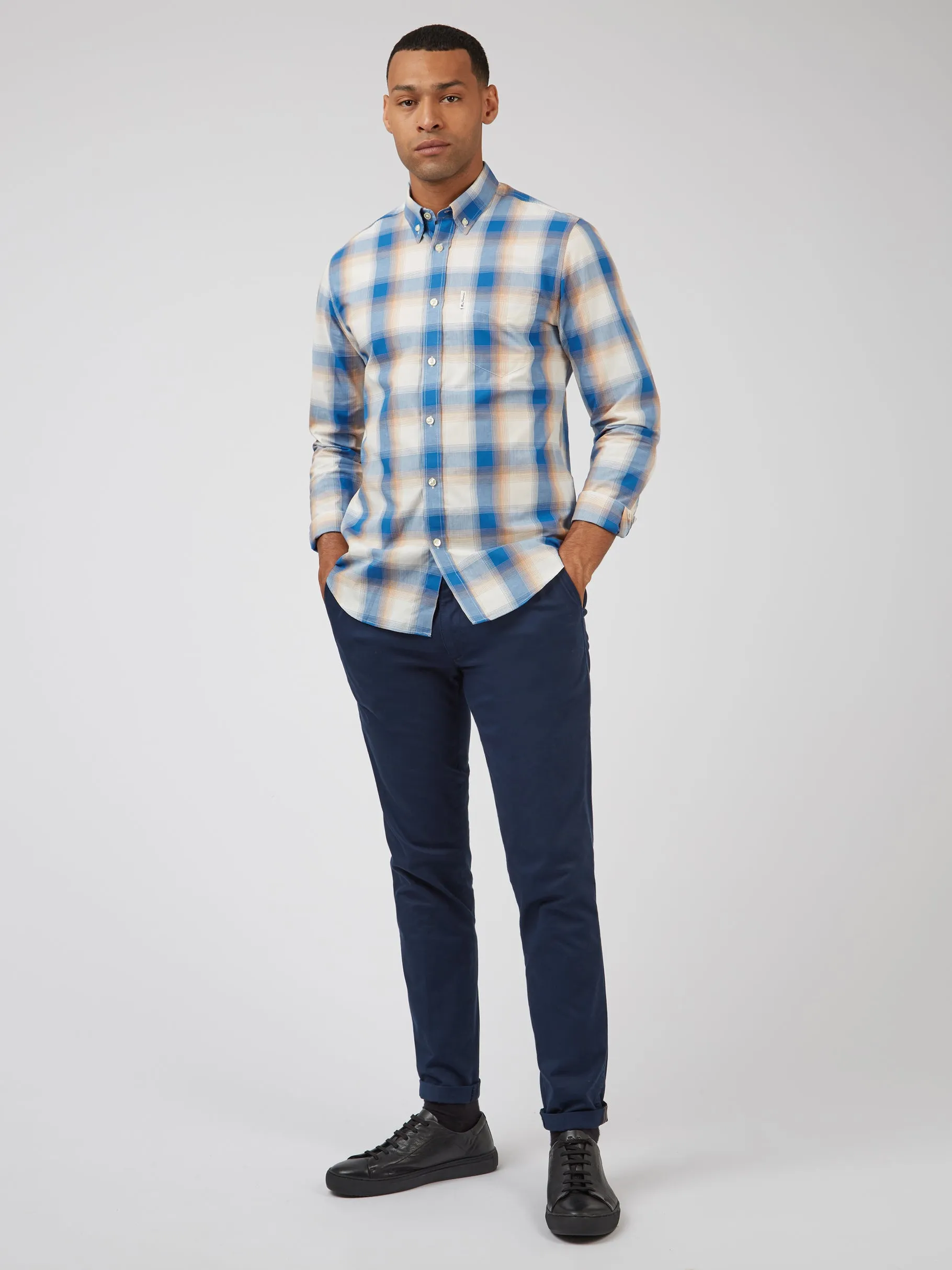 Ben Sherman Gradient Check Shirt - Ultramarine