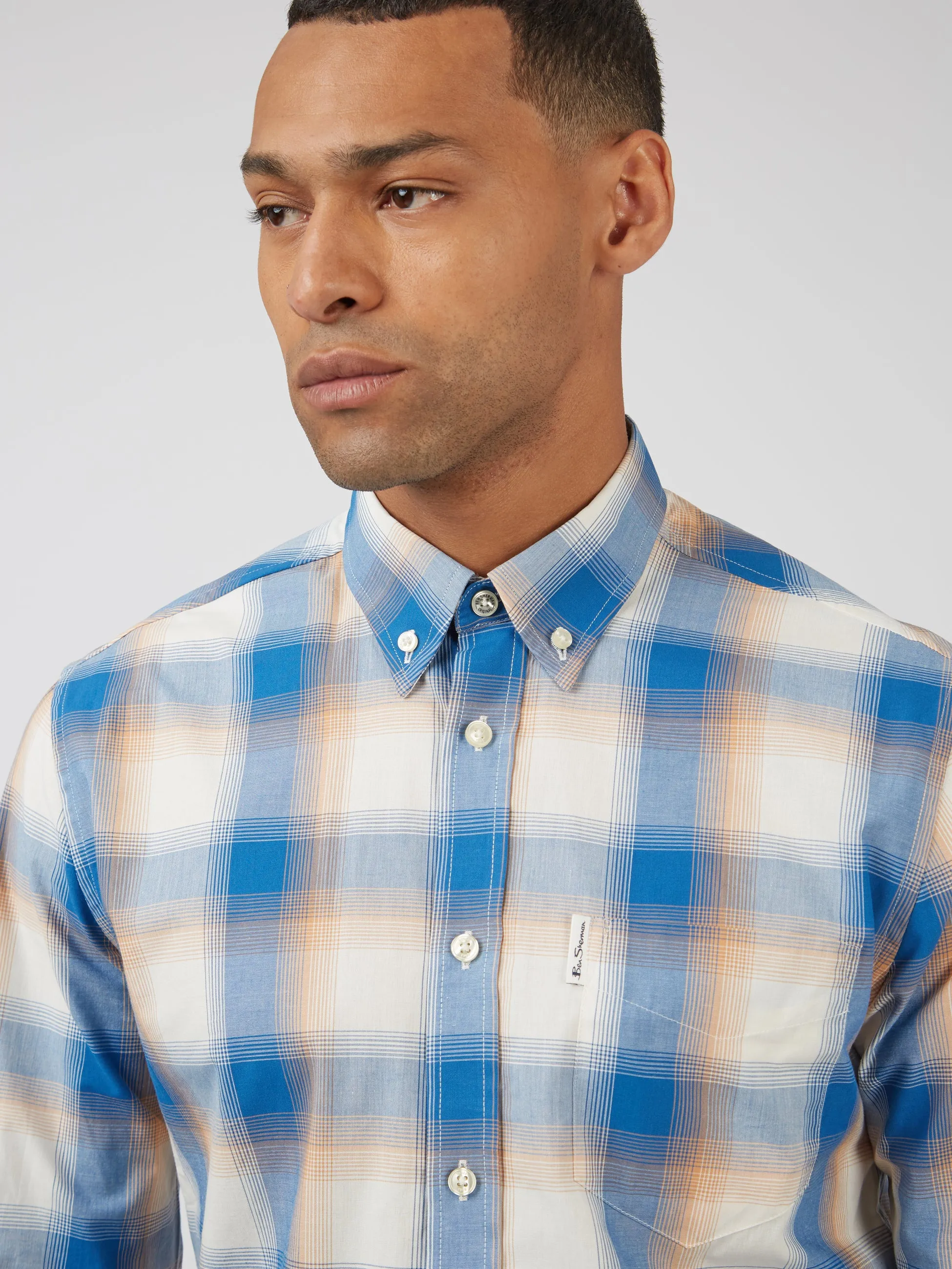 Ben Sherman Gradient Check Shirt - Ultramarine