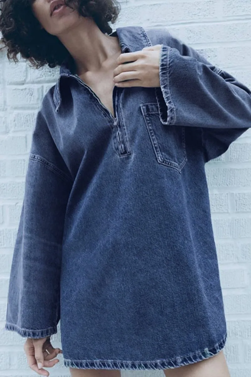 BL0264 Denim Oversized Short Dress