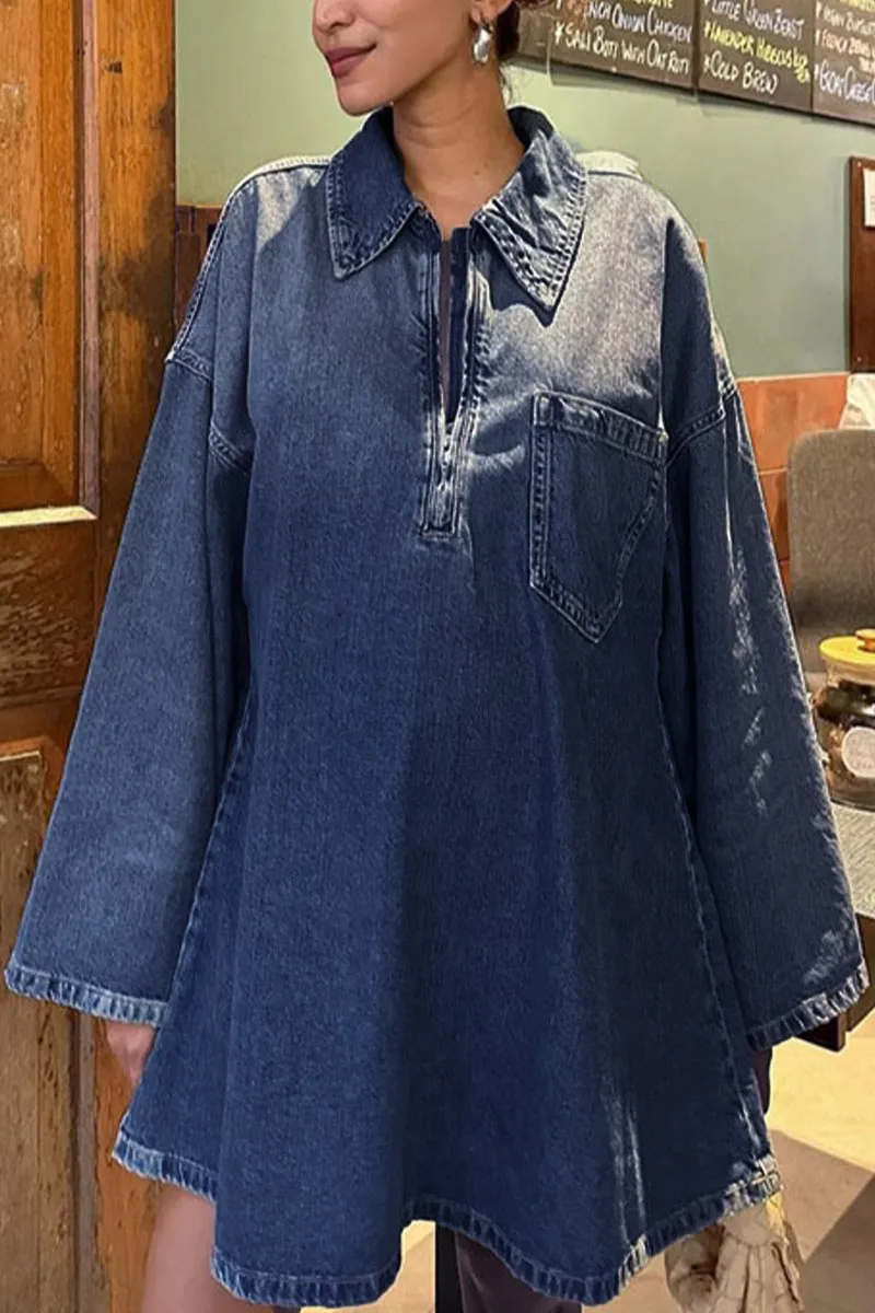 BL0264 Denim Oversized Short Dress