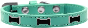 Black Bone Widget Dog Collar Aqua Size 12