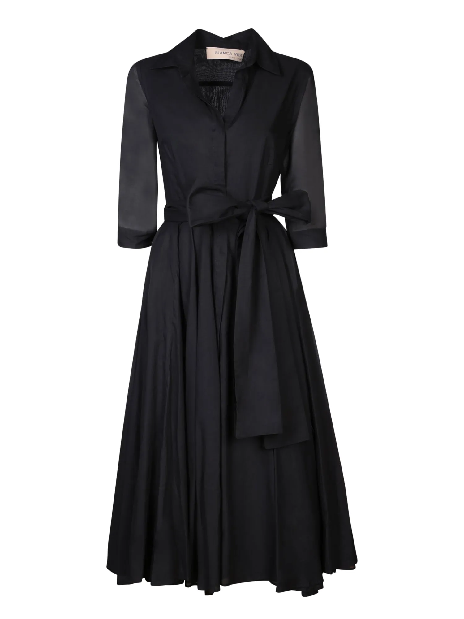 Black Cotton Shirt Dress