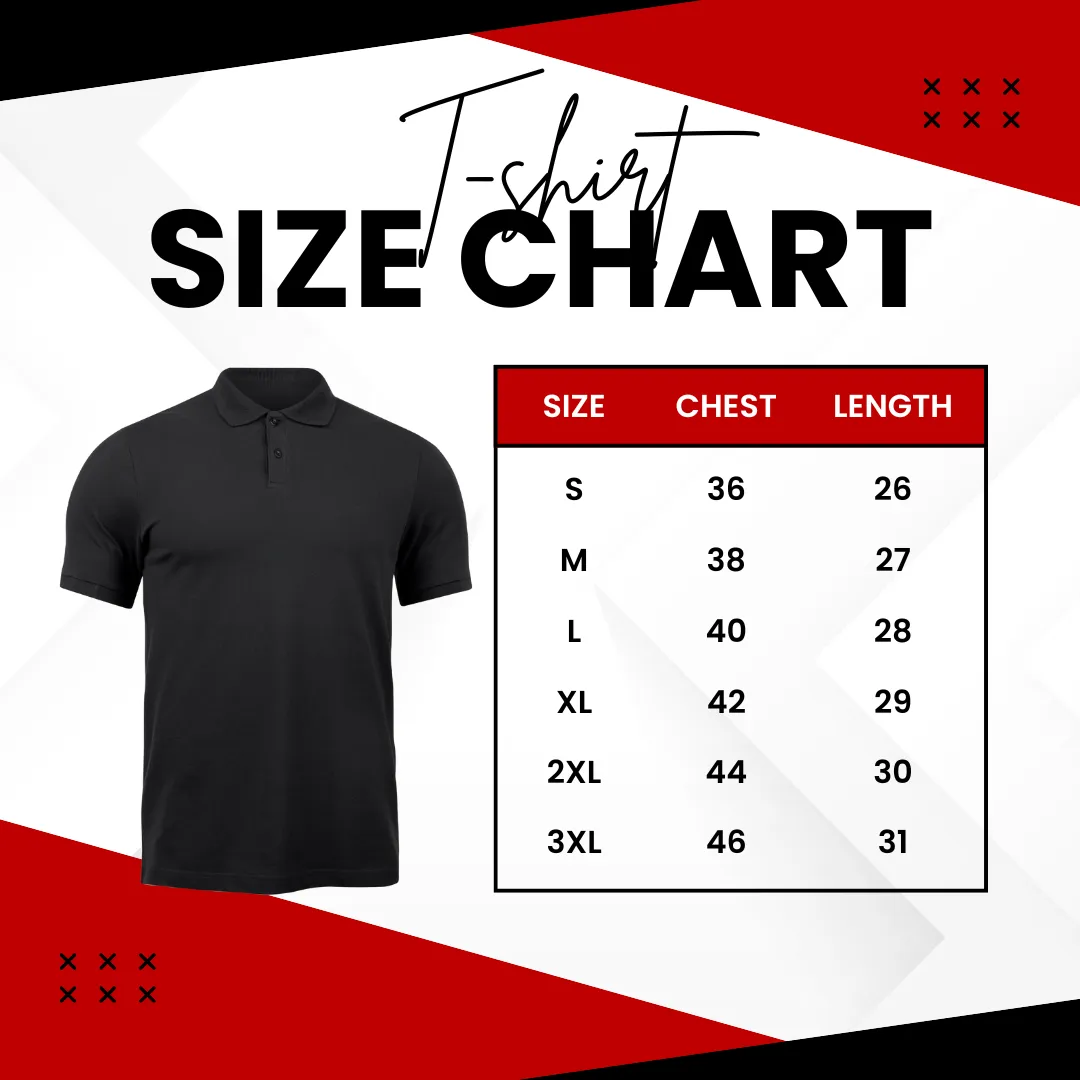 Black Melange White with Red Stripe Polo T-Shirt