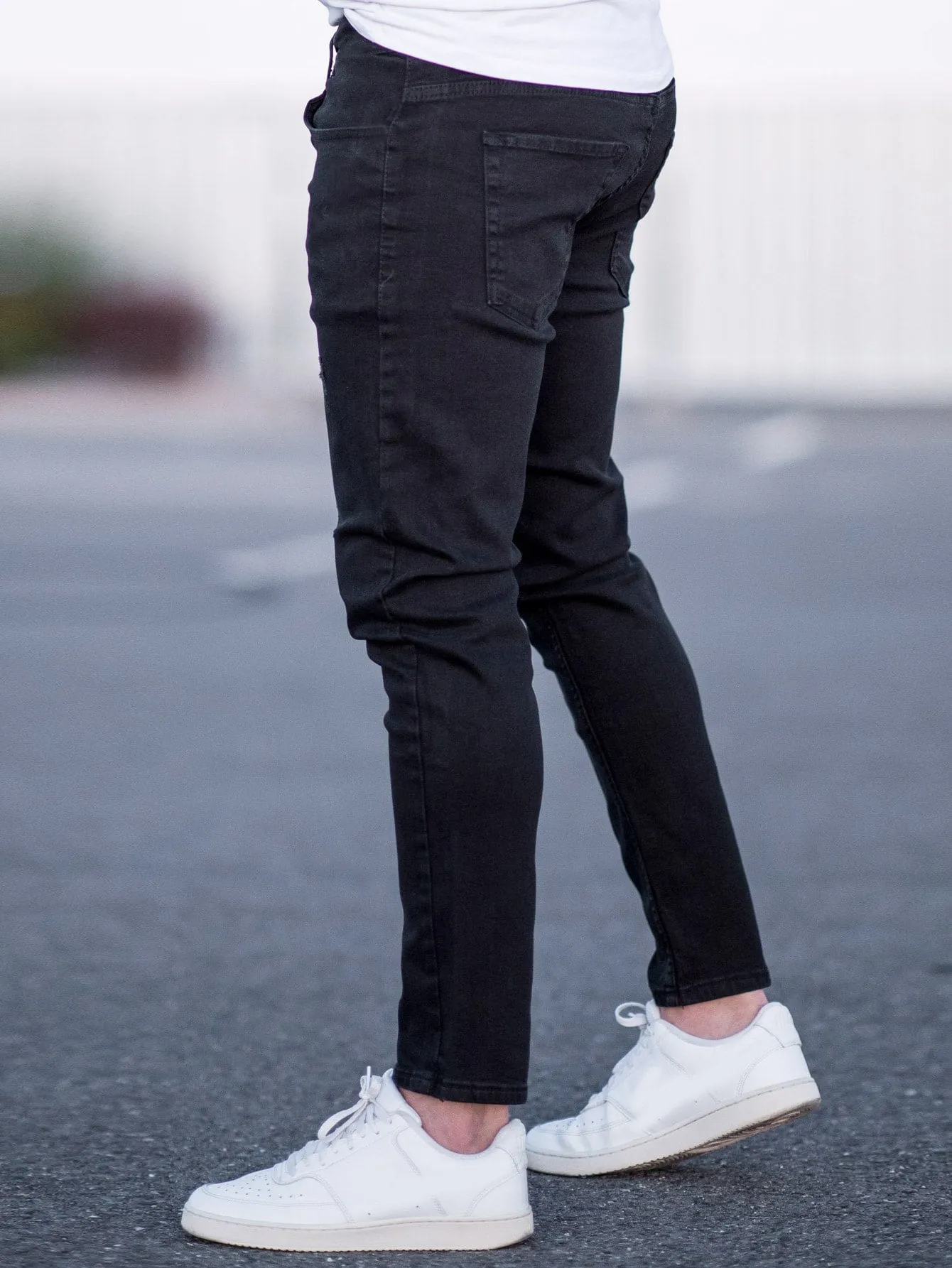 Black Ripped Frayed Skinny Jeans