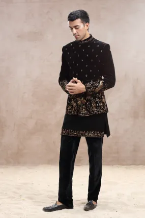Black Silk Indo Western with Kasab Thread Work