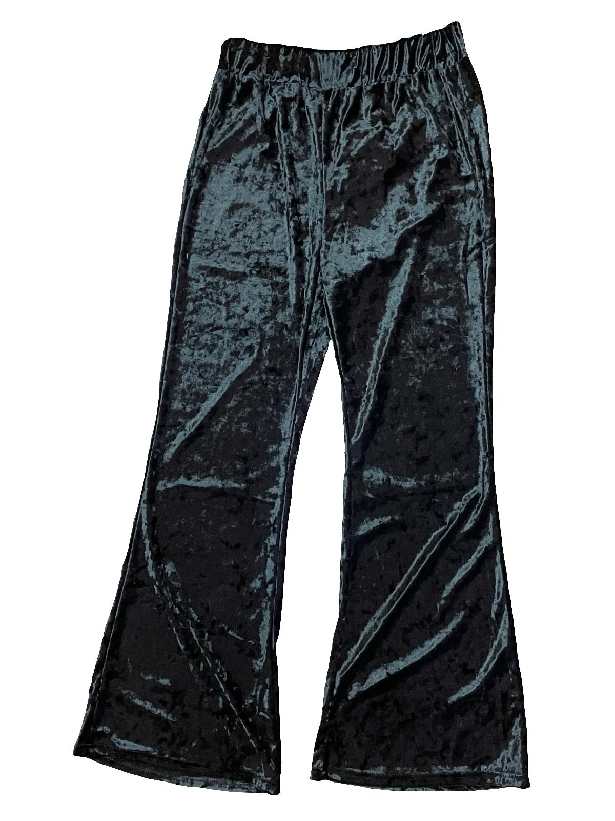 Black Velvet High Waist Bell Bottom Pants