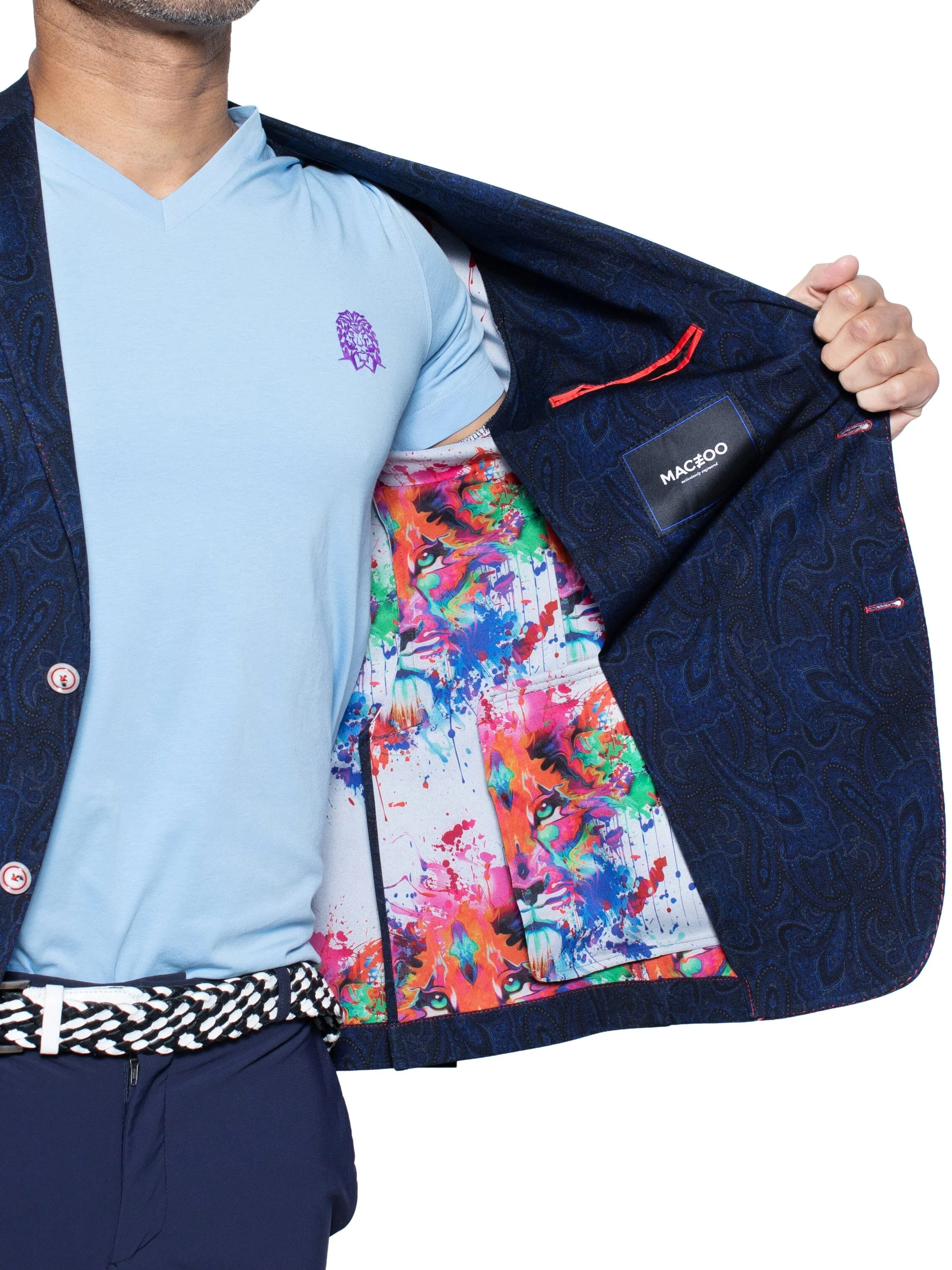 Blazer Unconstructed Paisley Blue