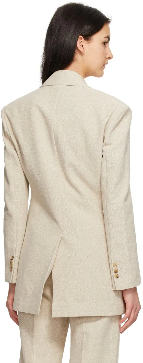 Blossom Beige Linen Ba Blazer