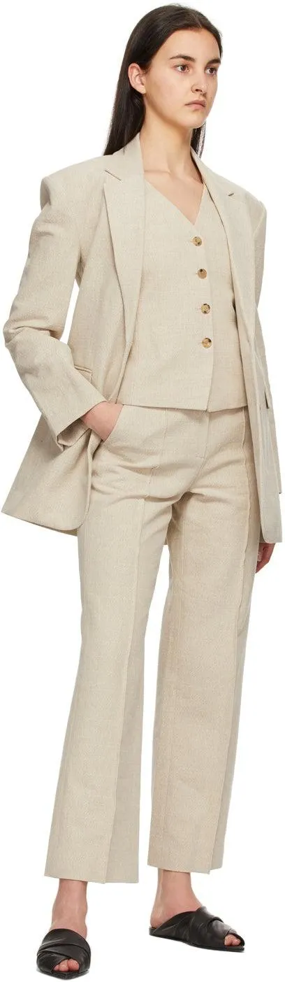 Blossom Beige Linen Ba Blazer