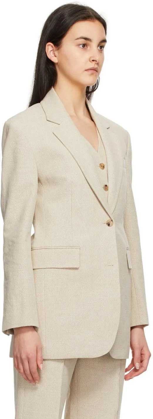 Blossom Beige Linen Ba Blazer