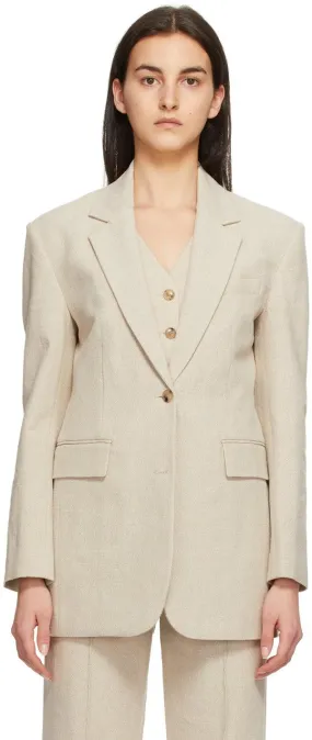 Blossom Beige Linen Ba Blazer