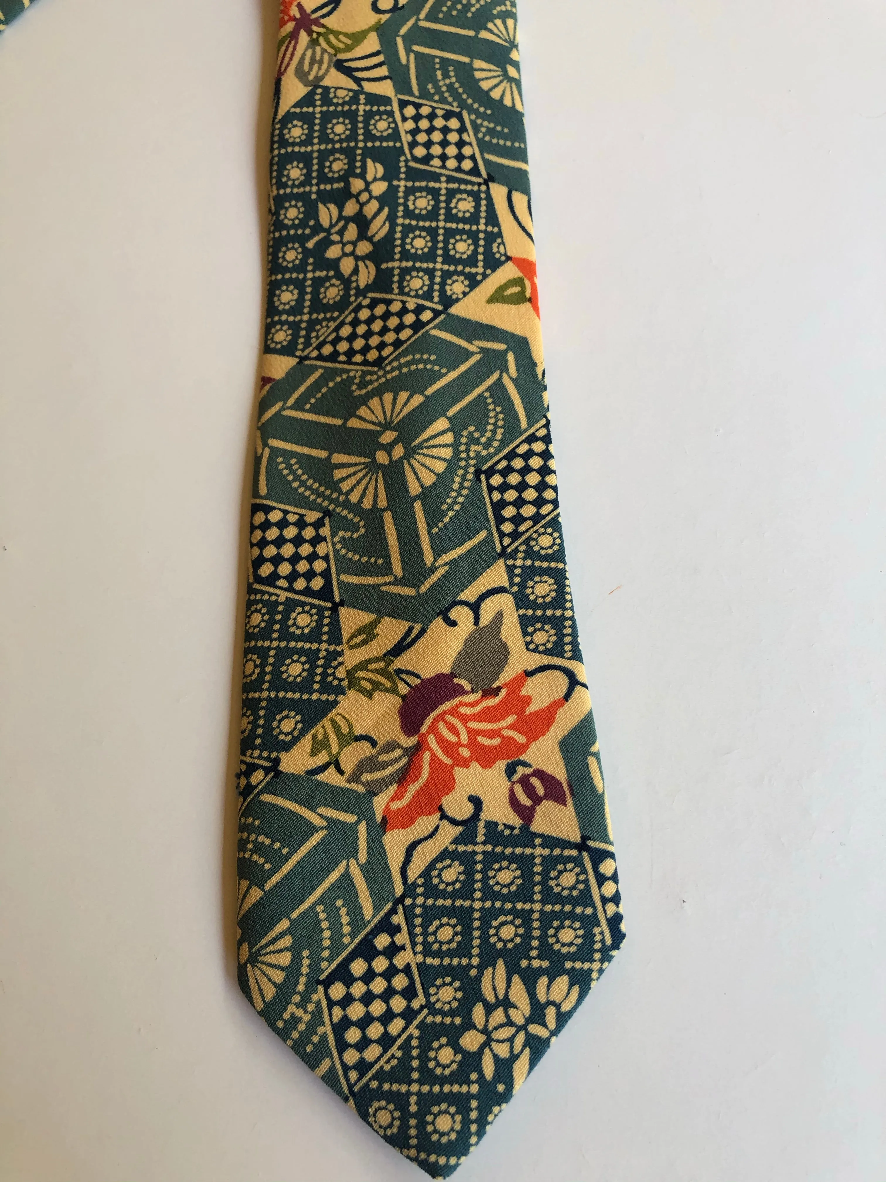 Blue Kikko and Floral Neck Tie