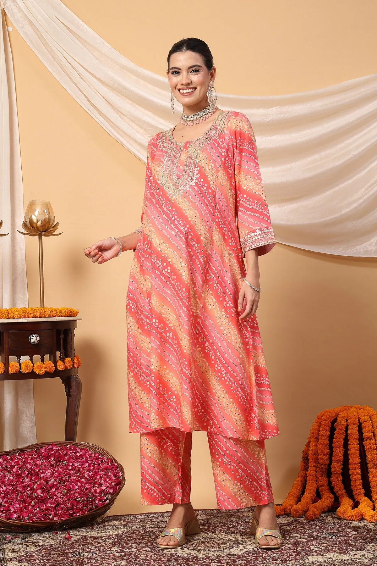 Blush Hues Festive Foil Flair Maternity Feeding Suit Set