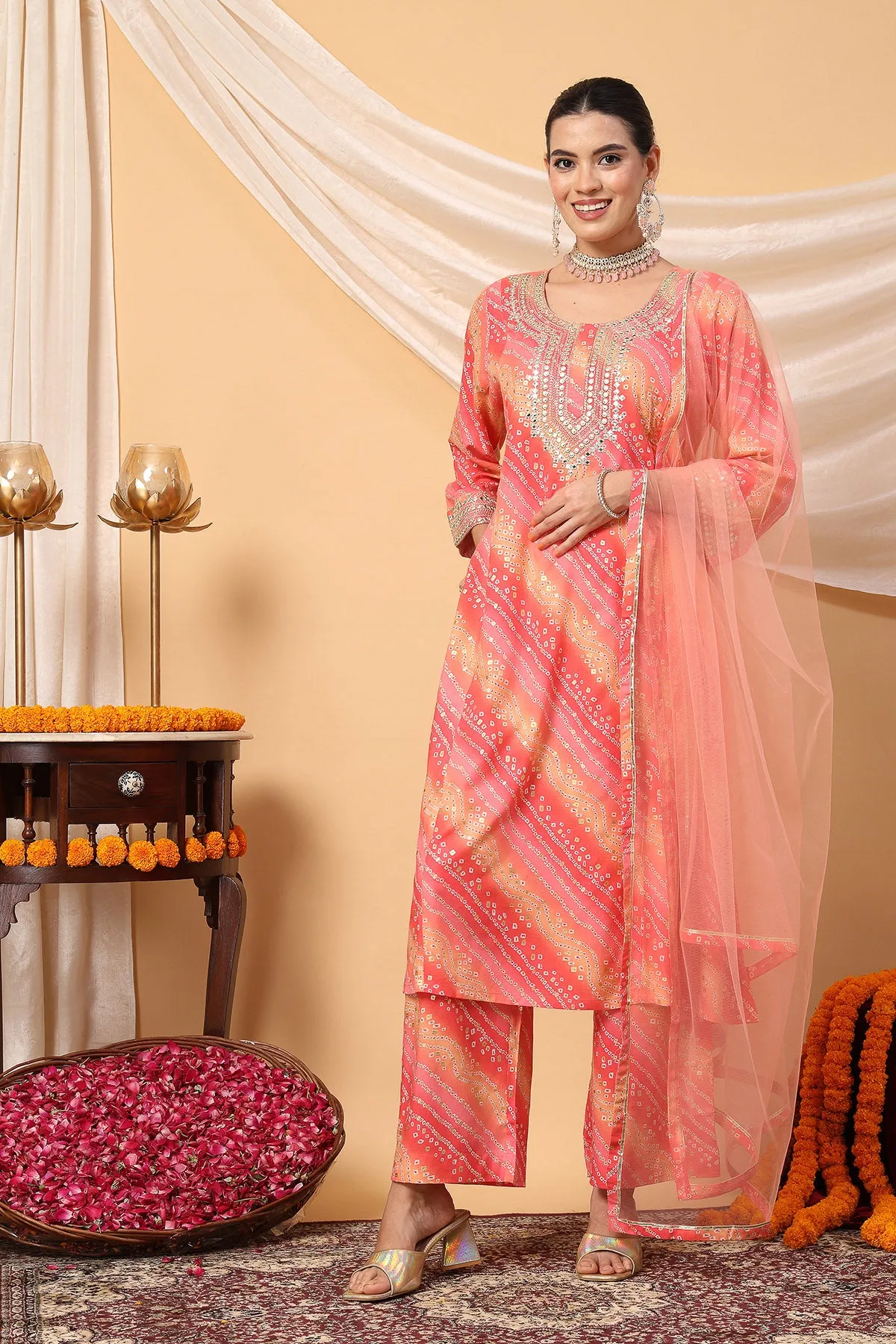 Blush Hues Festive Foil Flair Maternity Feeding Suit Set