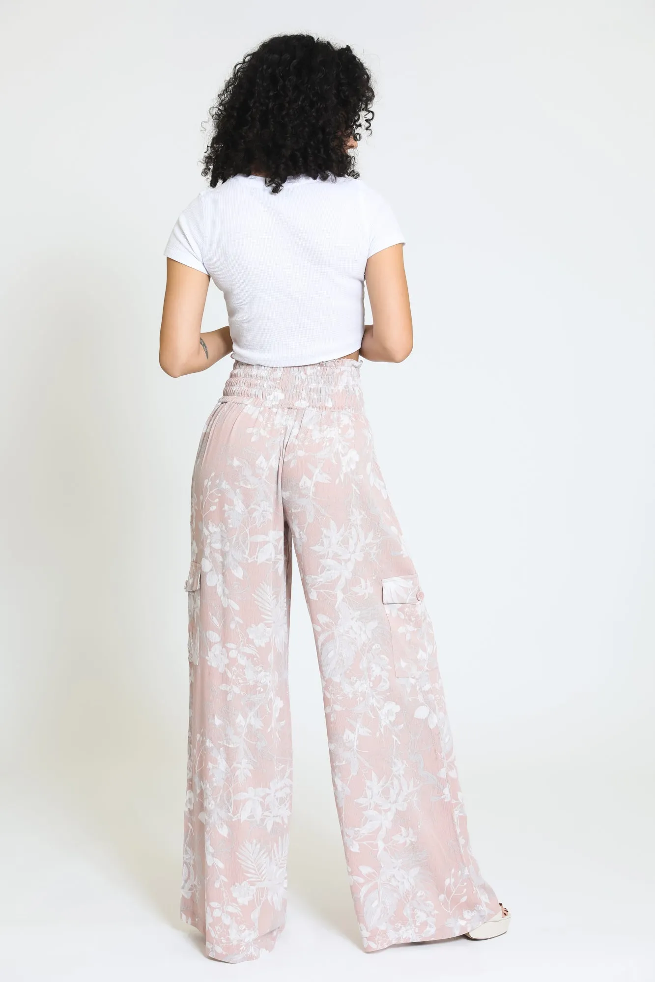 BOARDWALK WIDE LEG W/ CARGO POCKETS - MAUVE PRINT