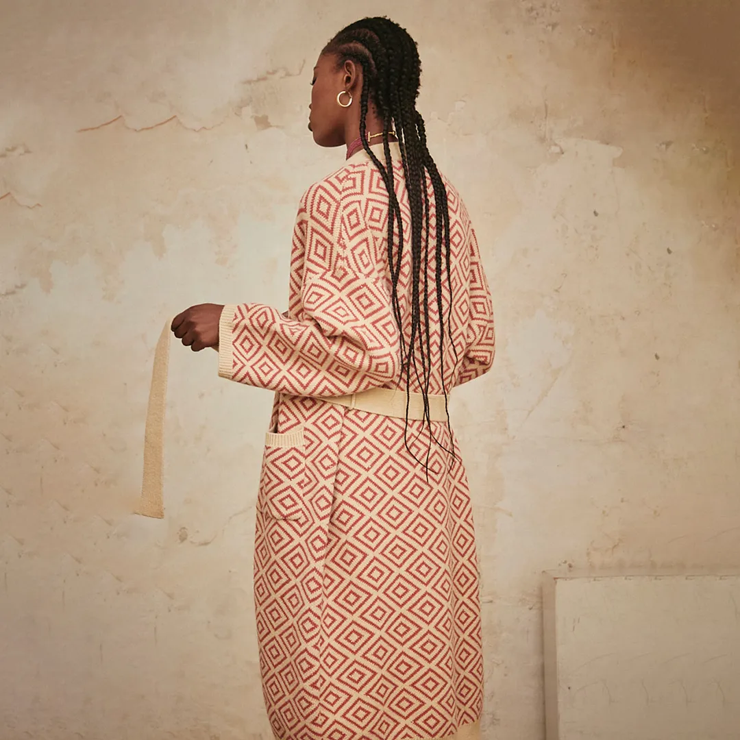 Brick 'Naila' Bicolour Long Kimono by NKN Nekane