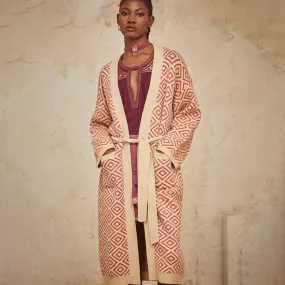 Brick 'Naila' Bicolour Long Kimono by NKN Nekane