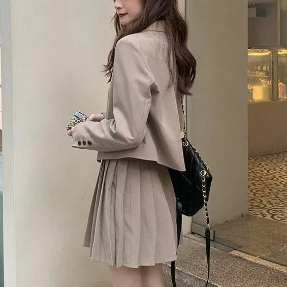 British Style Suit Coat Shirt  Pleated Skirt MK17042