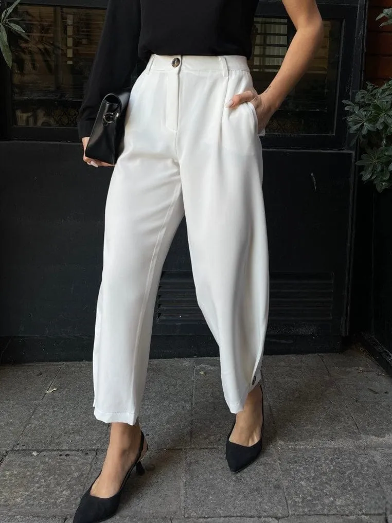 Button Style White Pant