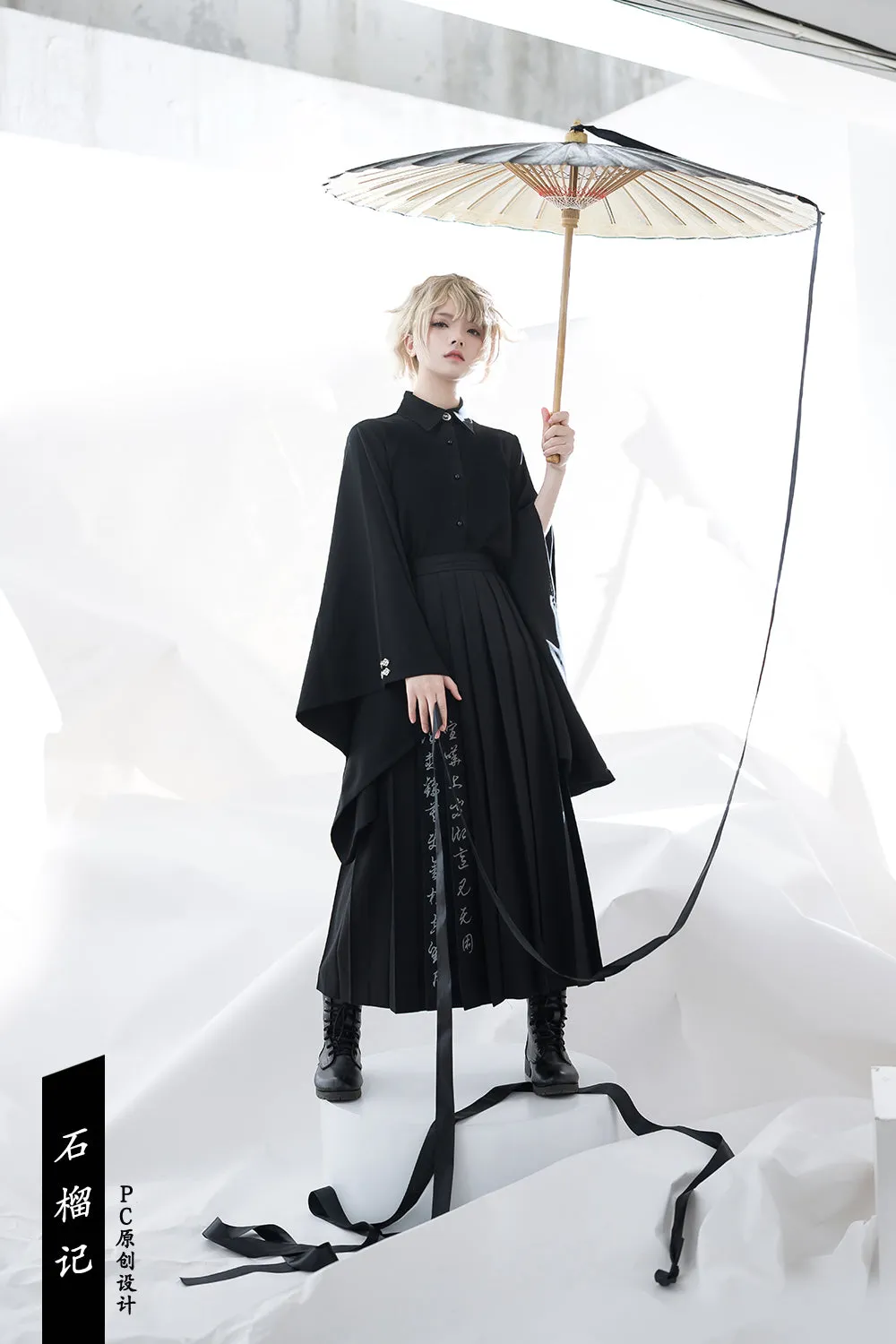 (Buyforme) Princess Chronicles~Pomegranate Note~Black Ouji Pleated Skirt