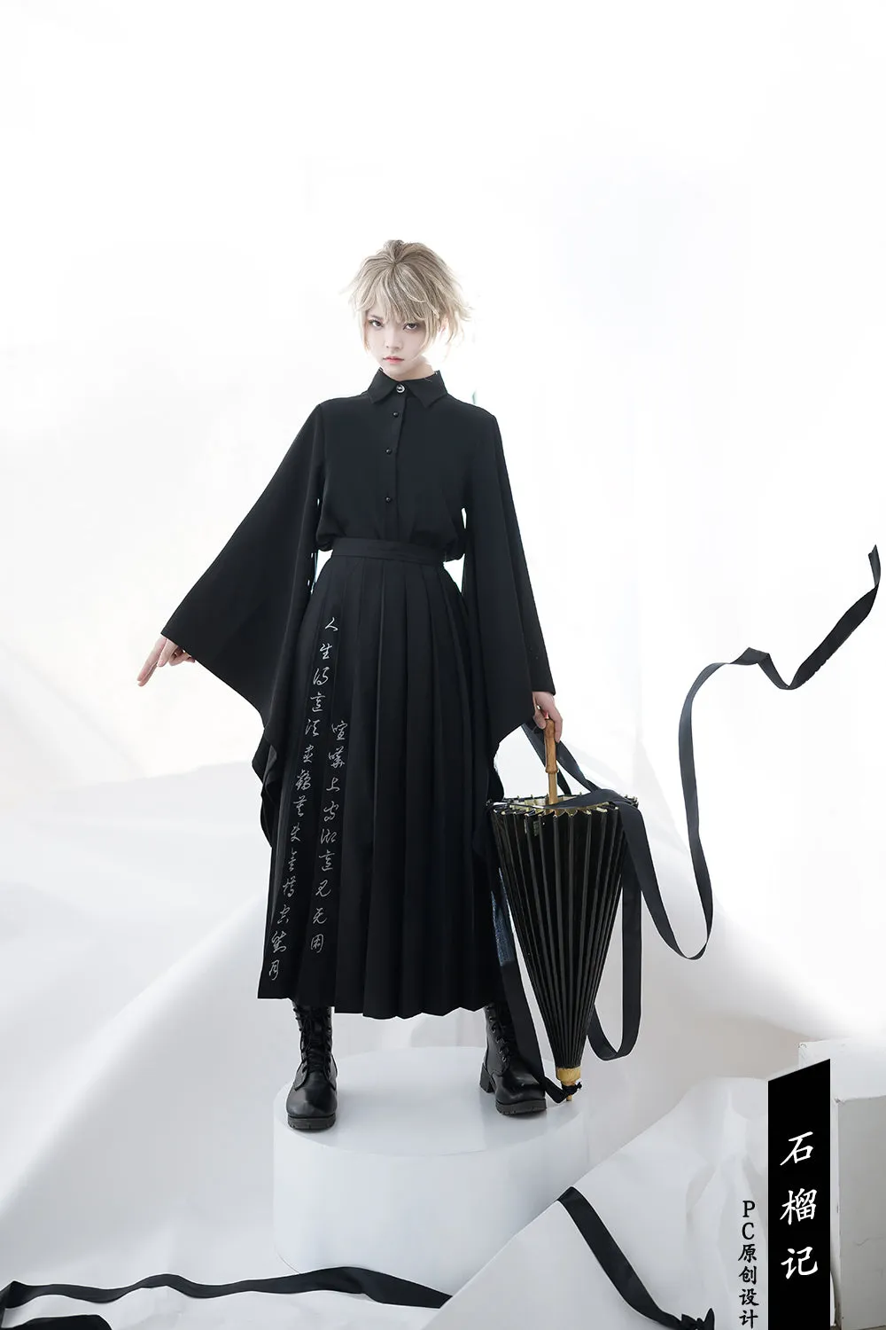 (Buyforme) Princess Chronicles~Pomegranate Note~Black Ouji Pleated Skirt