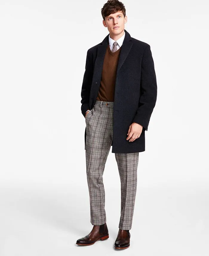 Calvin Klein Mens Slim fit Overcoat Coat 38 R Grey Solid