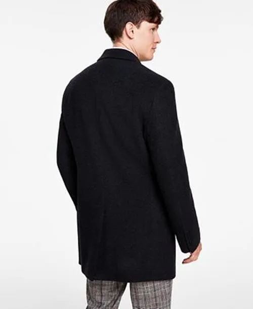 Calvin Klein Mens Slim fit Overcoat Coat 38 R Grey Solid