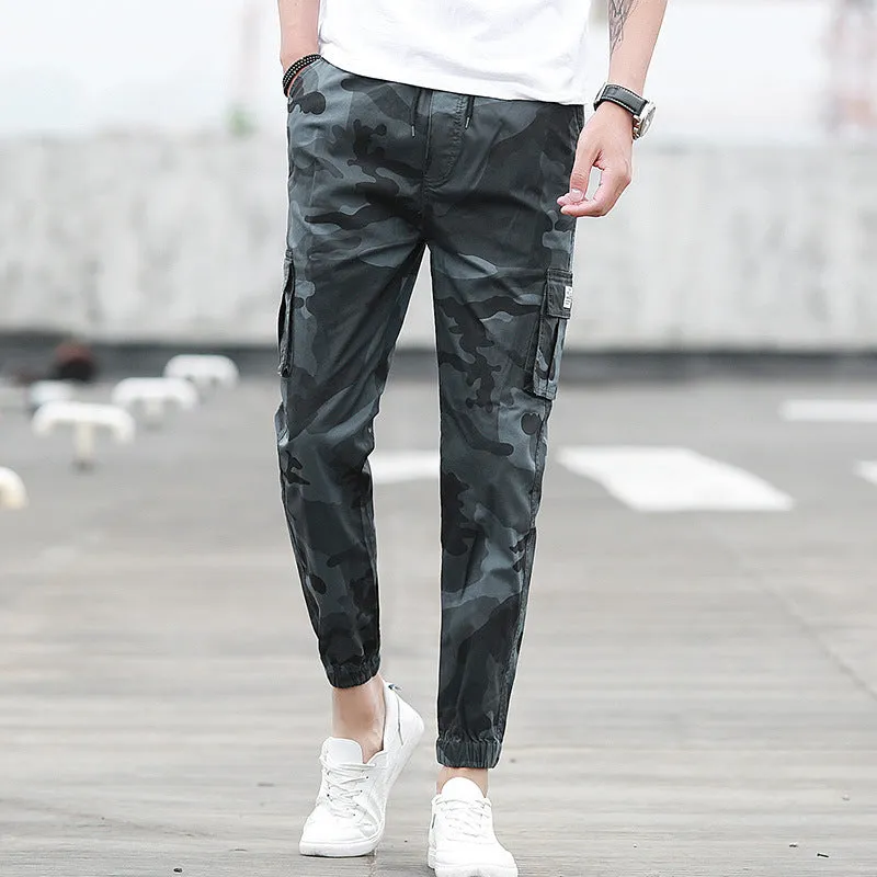 Camouflage tooling multi-pocket pants feet feet pants pants nine pants