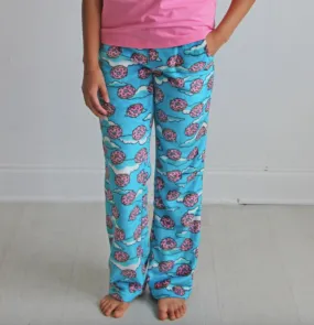 Candy Pink Girls Fleece Pajama Pants in Donut Dreams Pattern