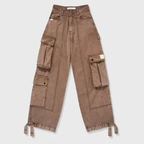 Cargo Multi-Pocket Pants - Washed Brown