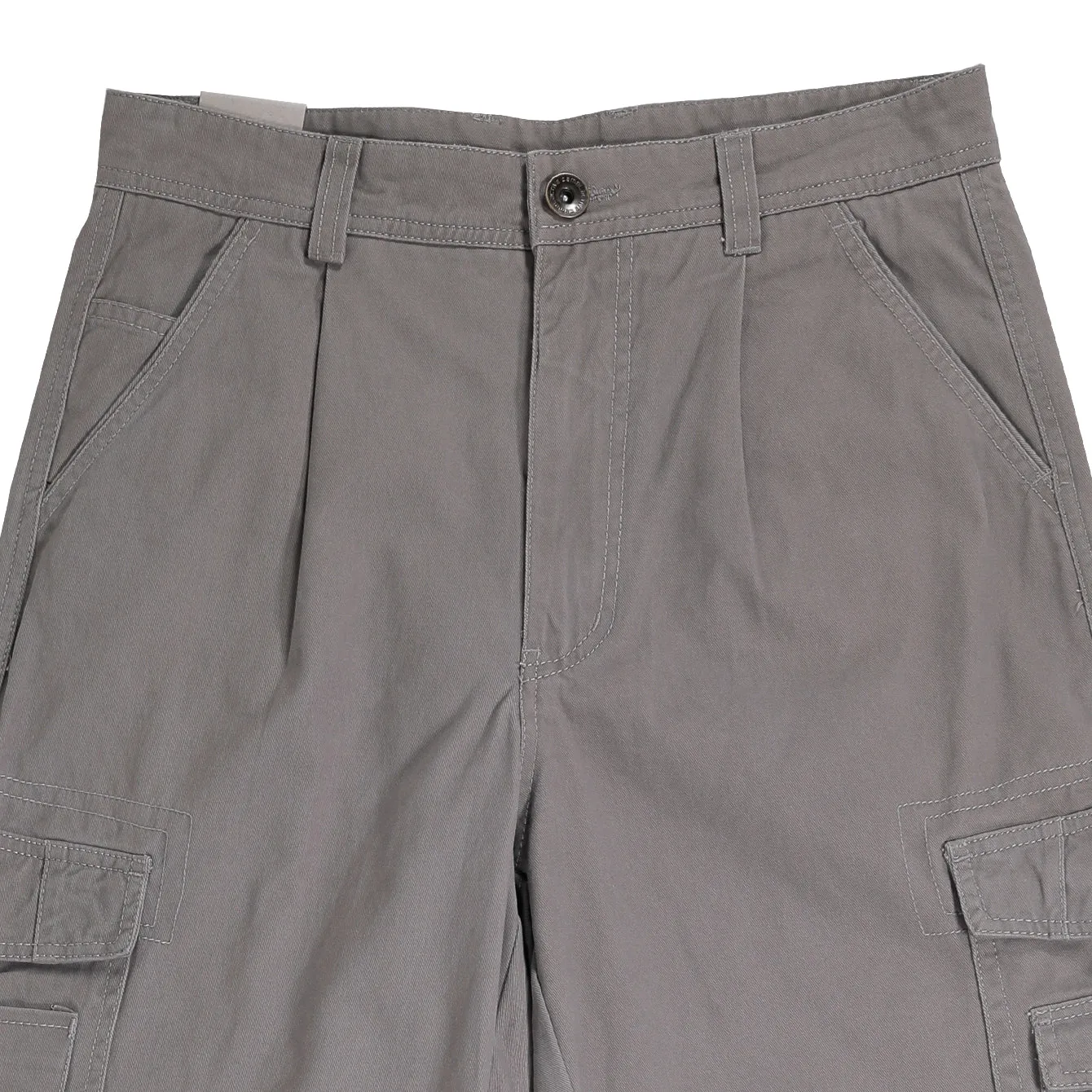 Cargo Trousers in Regular Fit with Pleats and Multipockets in 3 Colours Solid Cotton Twill