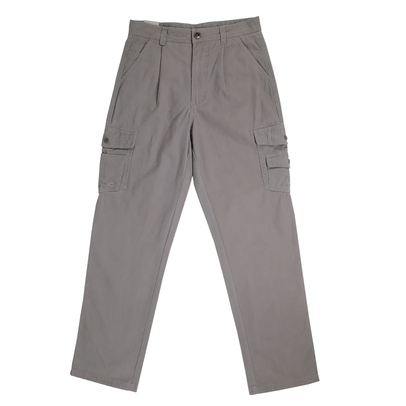 Cargo Trousers in Regular Fit with Pleats and Multipockets in 3 Colours Solid Cotton Twill