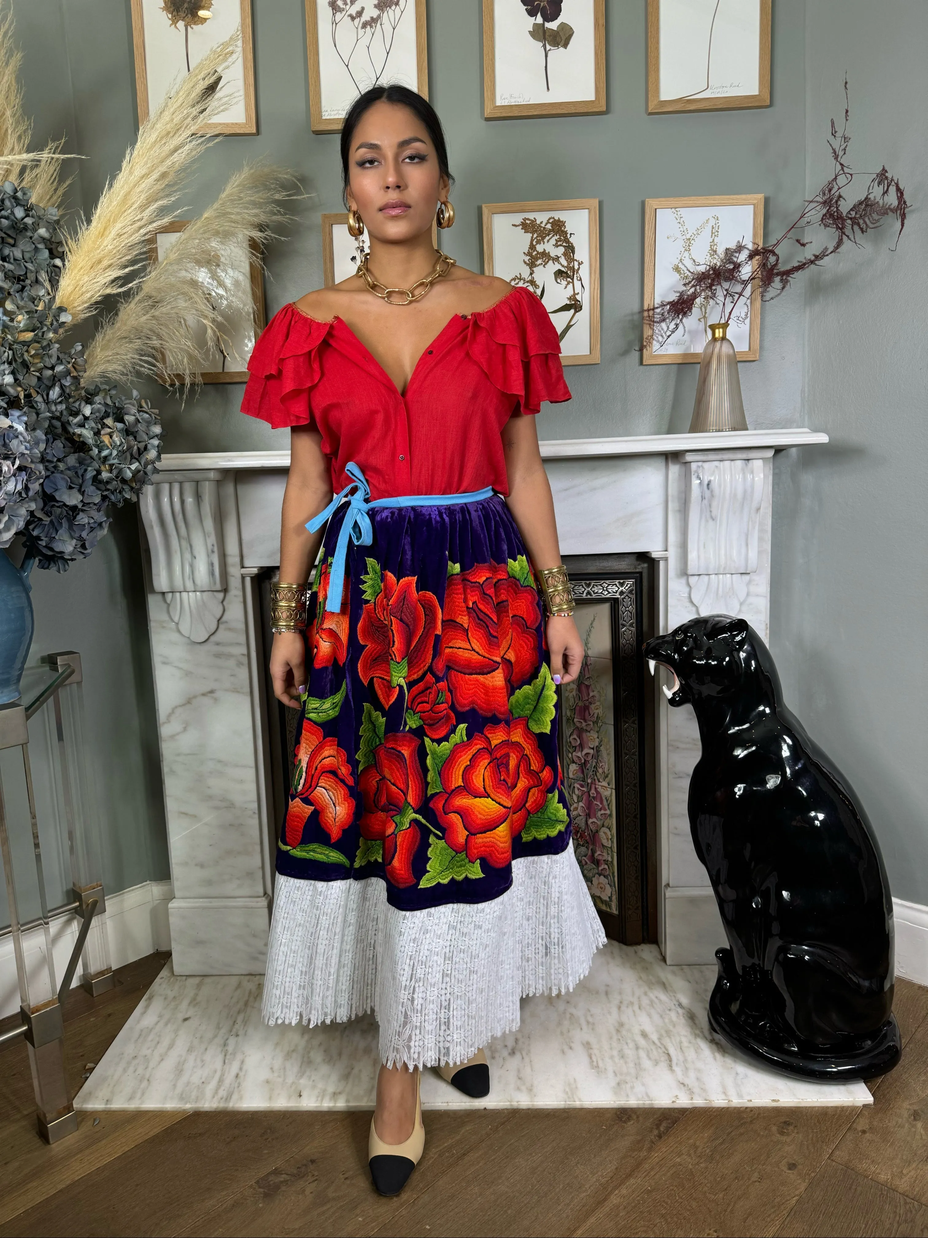 Carrie, 20th Century Mexican embroidered skirt