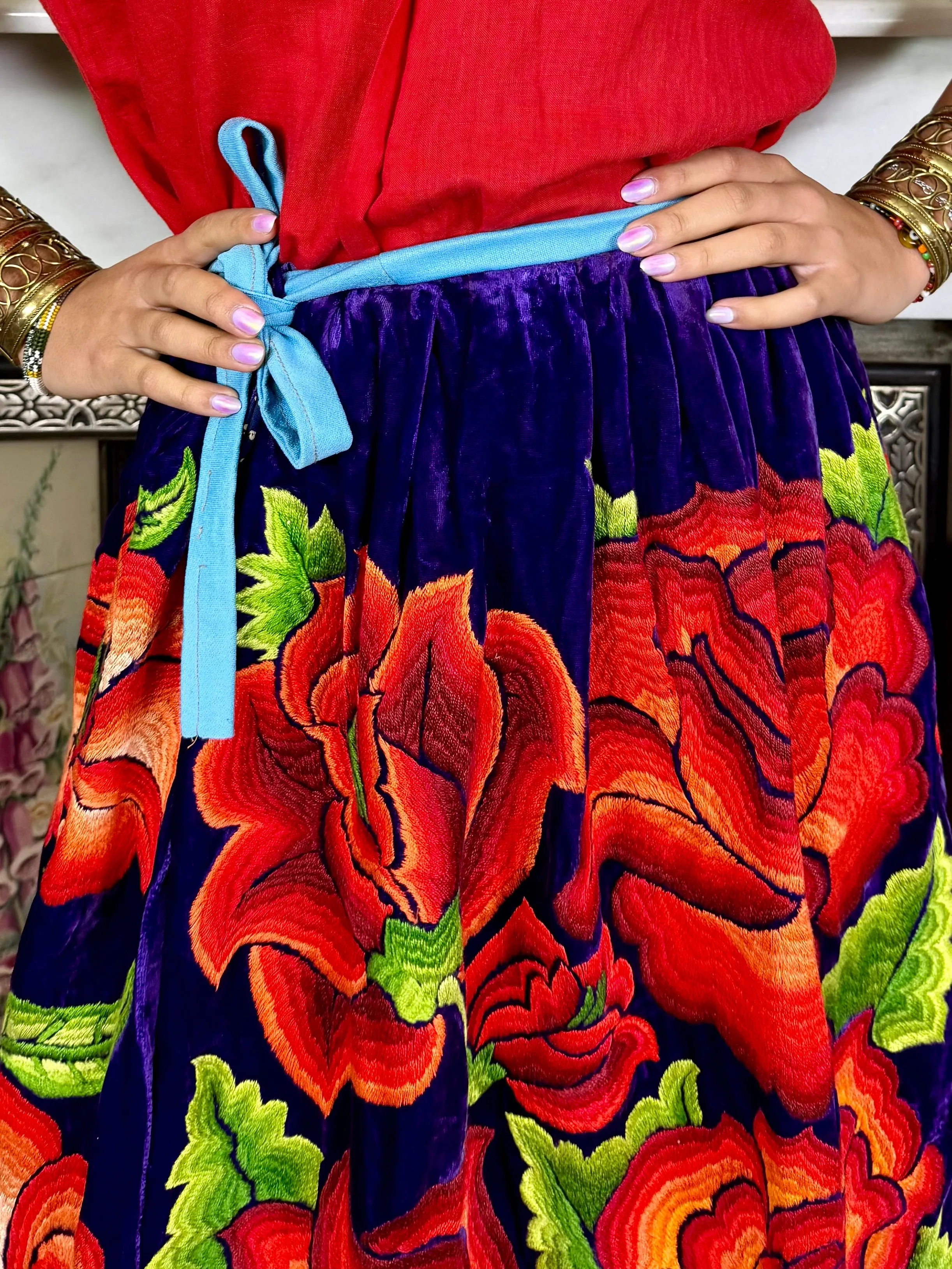 Carrie, 20th Century Mexican embroidered skirt