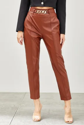 Chain Faux Leather Pants