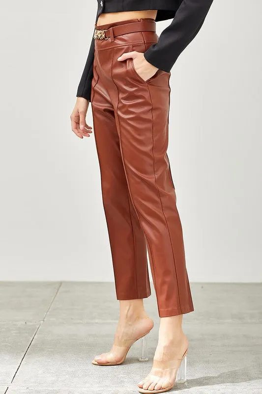 Chain Faux Leather Pants