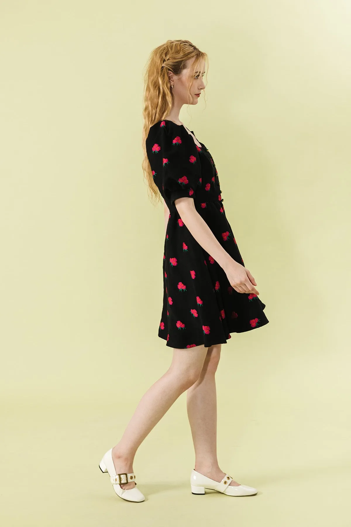 Charmitte Floral Puff Sleeve Short Dress